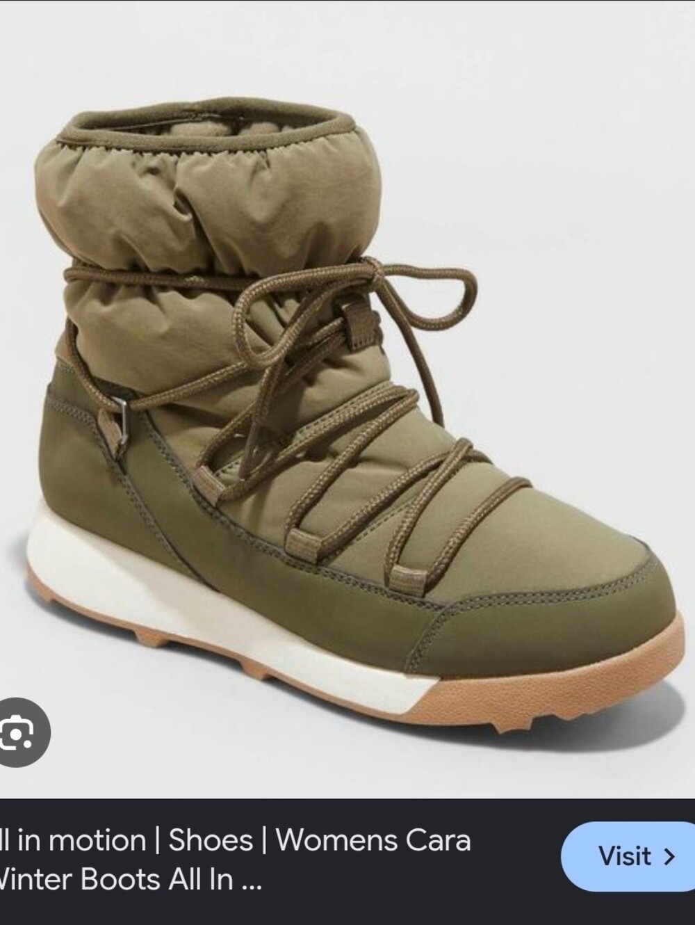all in motion Olive Green Lace-Up Winter Boots